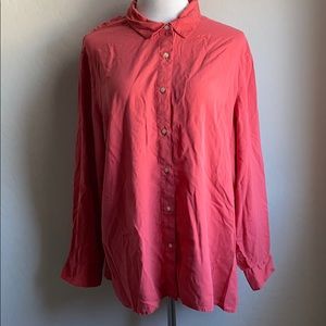 J. Jill 100% Coral Button Down Blouse
